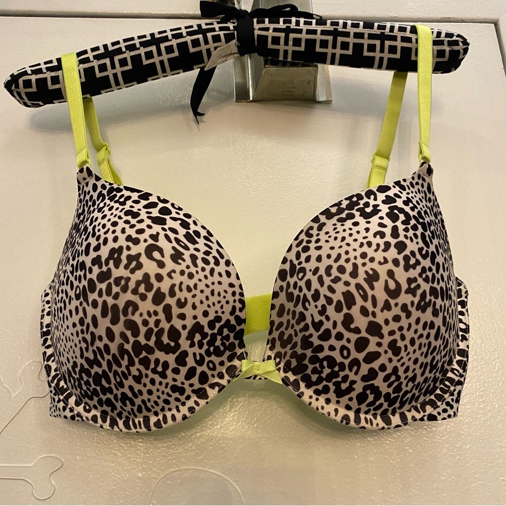 Victoria's Secret Leopard Print Bra with Neon Straps